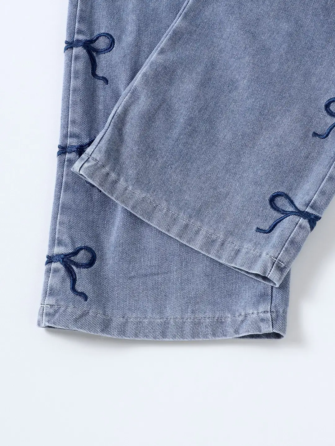 Amazon Specializes in European and American Spring & Fall Trendy Girls' Suits for Small and Medium-Sized Kidsren with Bow Long Sleeves + Denim Pants — feature 6