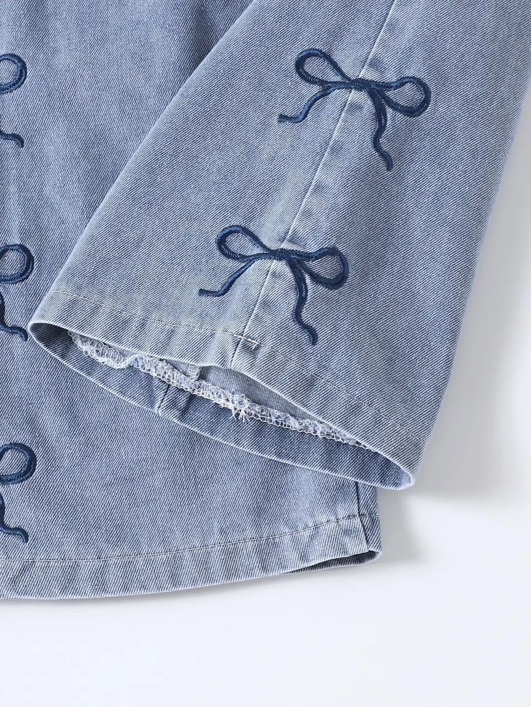 Amazon Specializes in European and American Spring & Fall Trendy Girls' Suits for Small and Medium-Sized Kidsren with Bow Long Sleeves + Denim Pants — feature 8