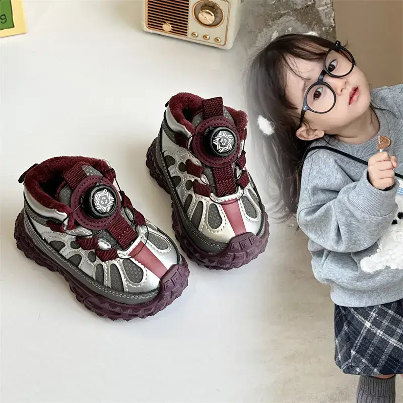 Baby Winter Velvet Shoes Black White Soft Soled