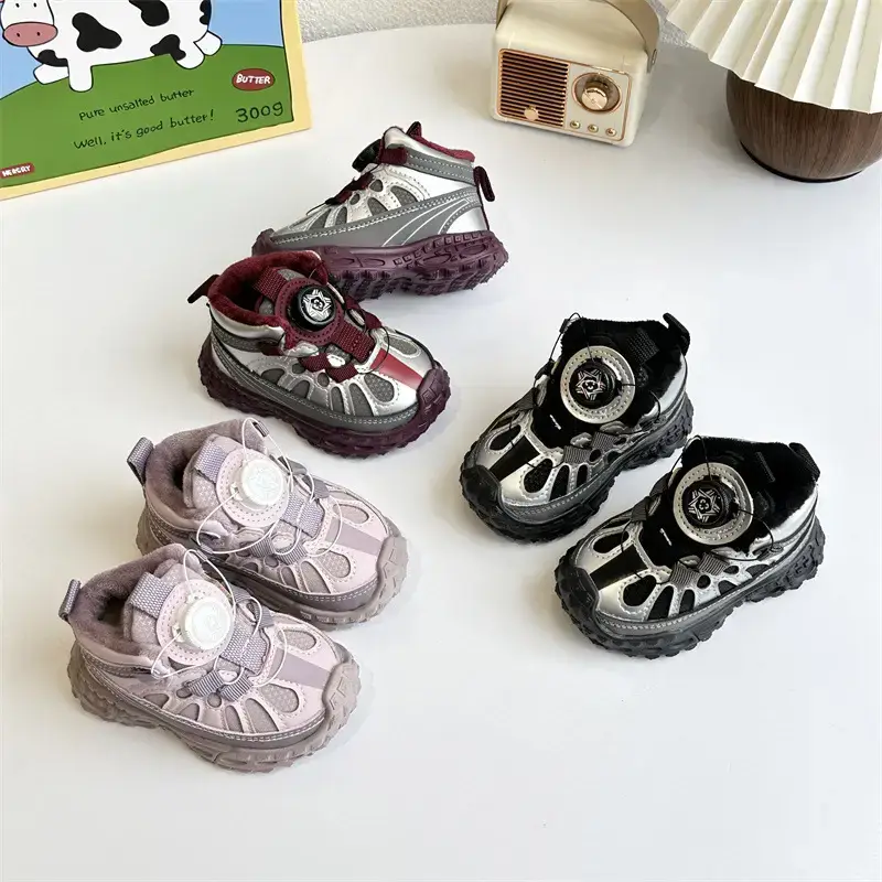 Baby Winter Velvet Shoes Black White Soft Soled