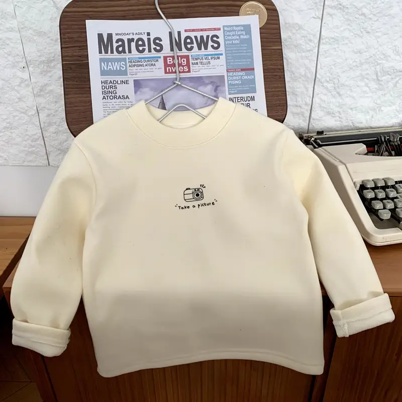 Boys Round Neck Long Sleeve T-Shirt Cream 2025 — feature 6