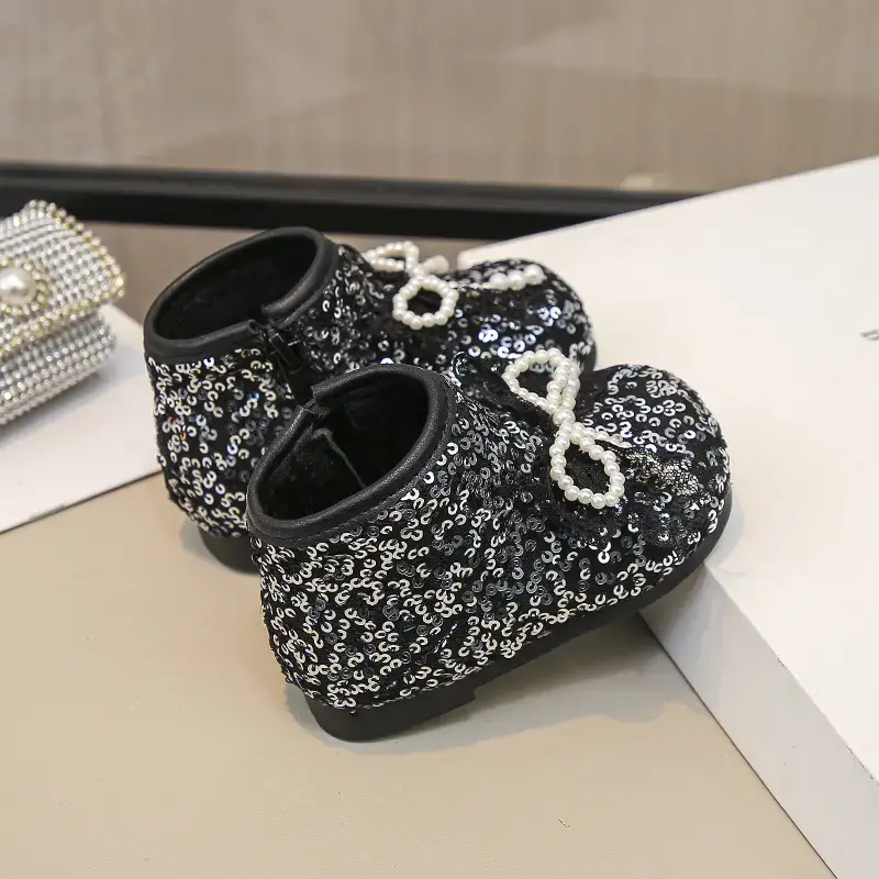 Autumn New Bow Princess Baby Shoes White Sparkly