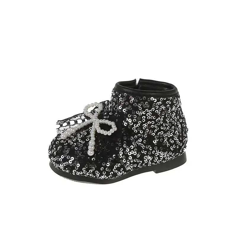 Autumn New Bow Princess Baby Shoes White Sparkly