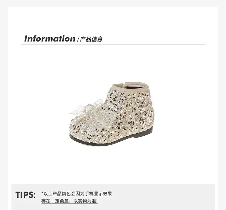 Autumn New Bow Princess Baby Shoes White Sparkly — feature 3