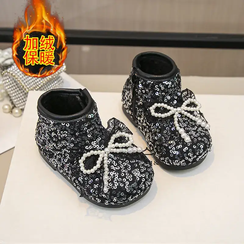 Autumn New Bow Princess Baby Shoes White Sparkly