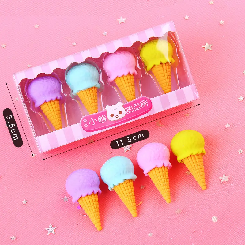 Creative Cartoon Student Eraser Simulation Ice Cream Cake Eraser Set Student Children's Prize Gift — feature 14