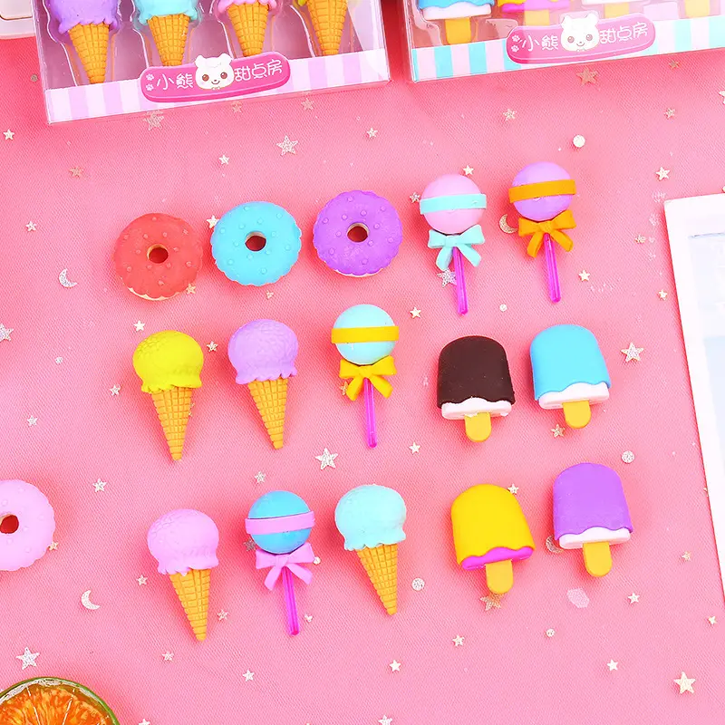 Creative Cartoon Student Eraser Simulation Ice Cream Cake Eraser Set Student Children's Prize Gift — feature 7
