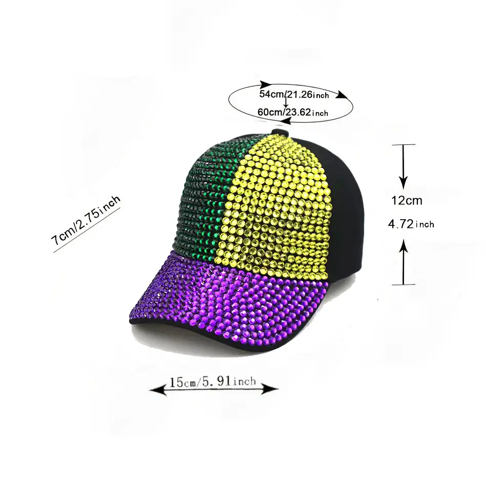 Rainbow Rhinestone Baseball Cap for Men Women — feature 7