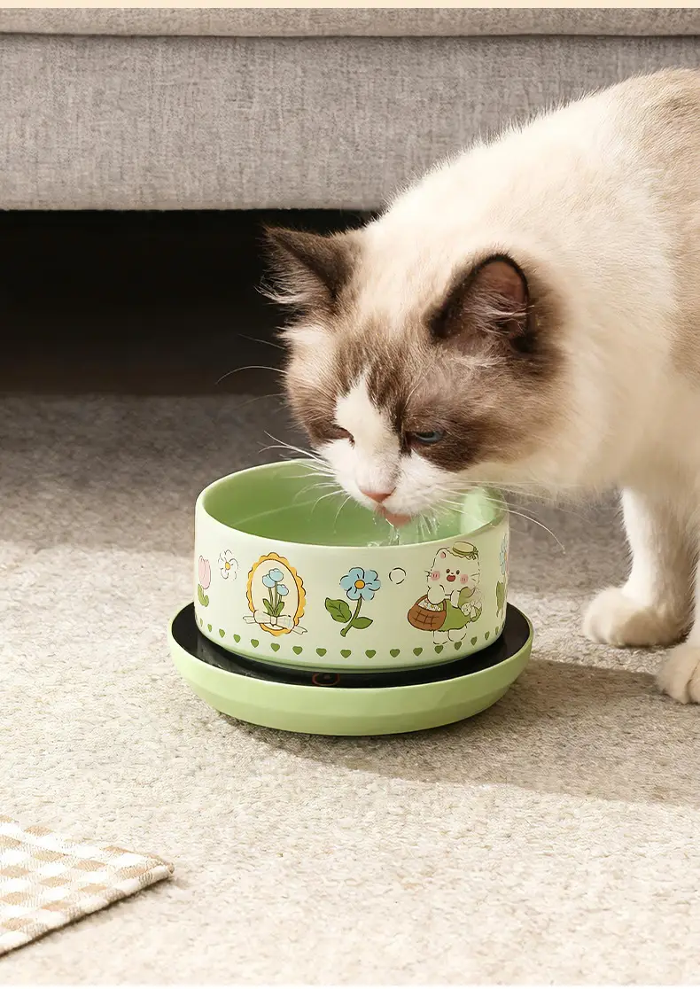 Constant Temperature Cat Water Dispenser Yogurt Machine Heating and Insulation Drinking Bowl Cat Bowl Ceramic Dog Water Feeding Fountain Pet — feature 16