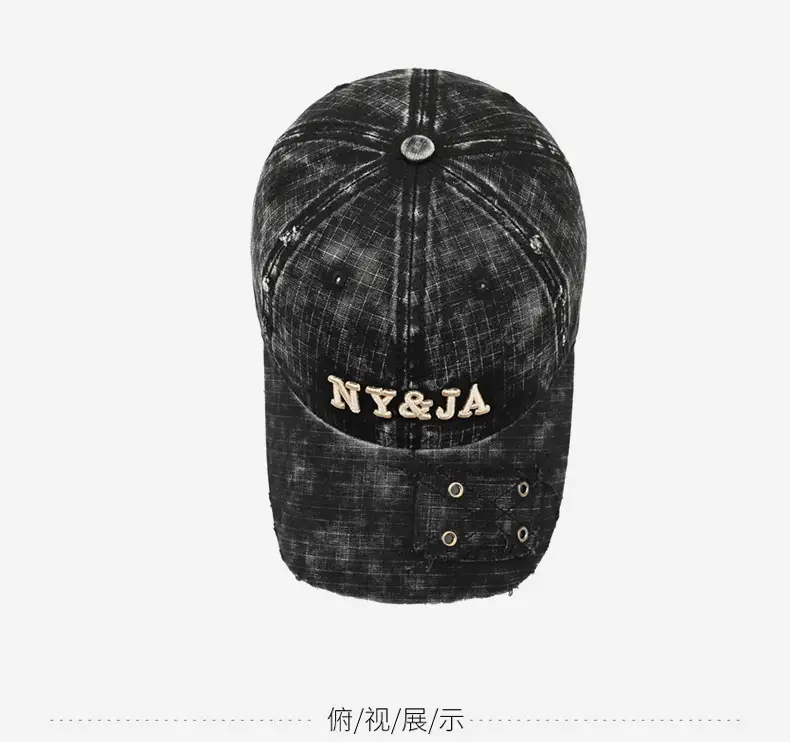 Women Washed Retro Letter Cap Blue Duckbill Sunshade — feature 11