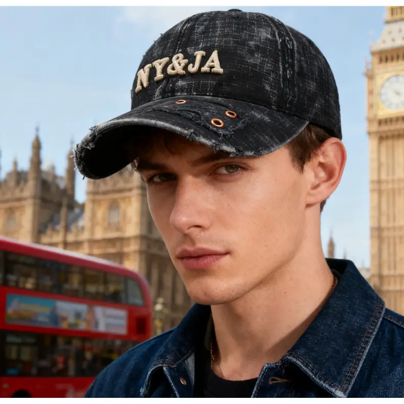 Washed Retro Letter Baseball Cap for Women — feature 16