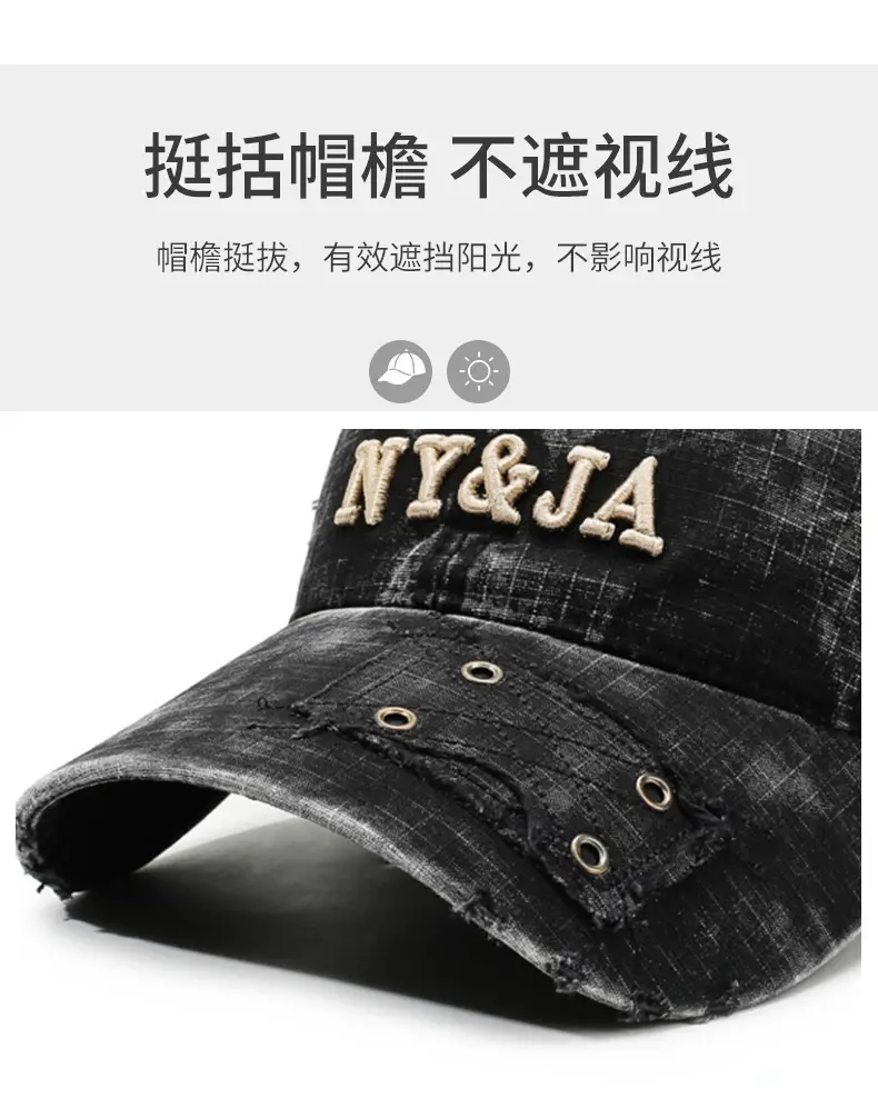 Washed Retro Letter Baseball Cap for Women — feature 2