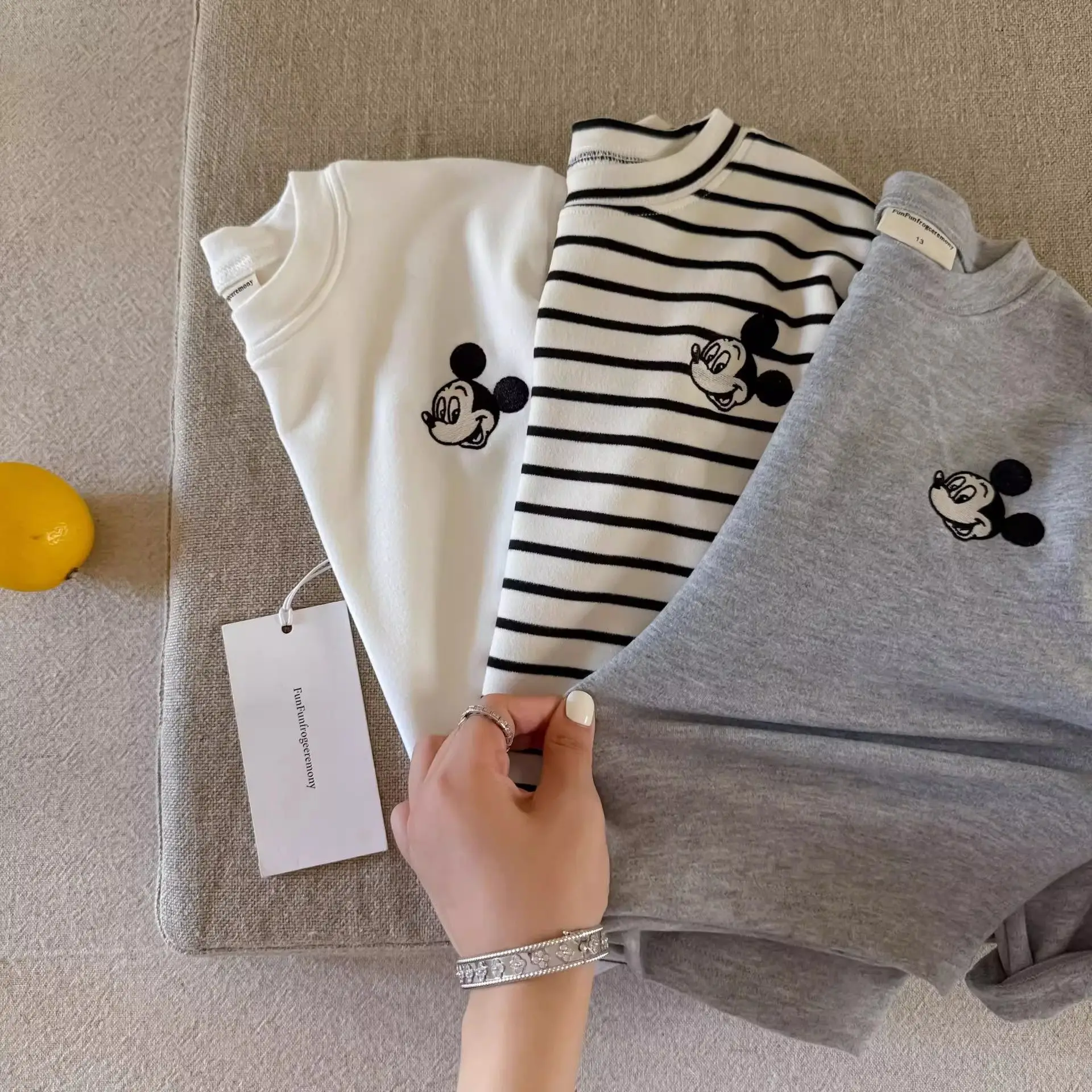 Derong T-Shirt Striped Bear Print Kids Winter - Image 7