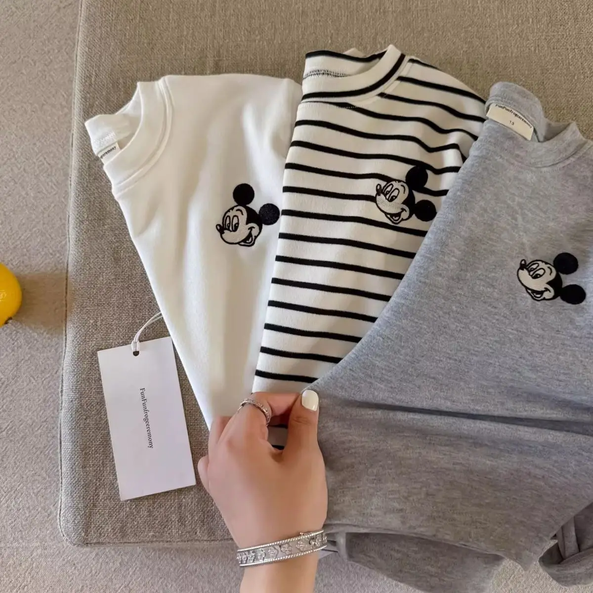 Derong T-Shirt Striped Bear Print Kids Winter — feature 5