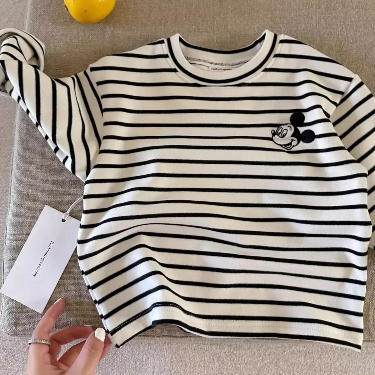 Derong T-Shirt Striped Bear Print Kids Winter — feature 6