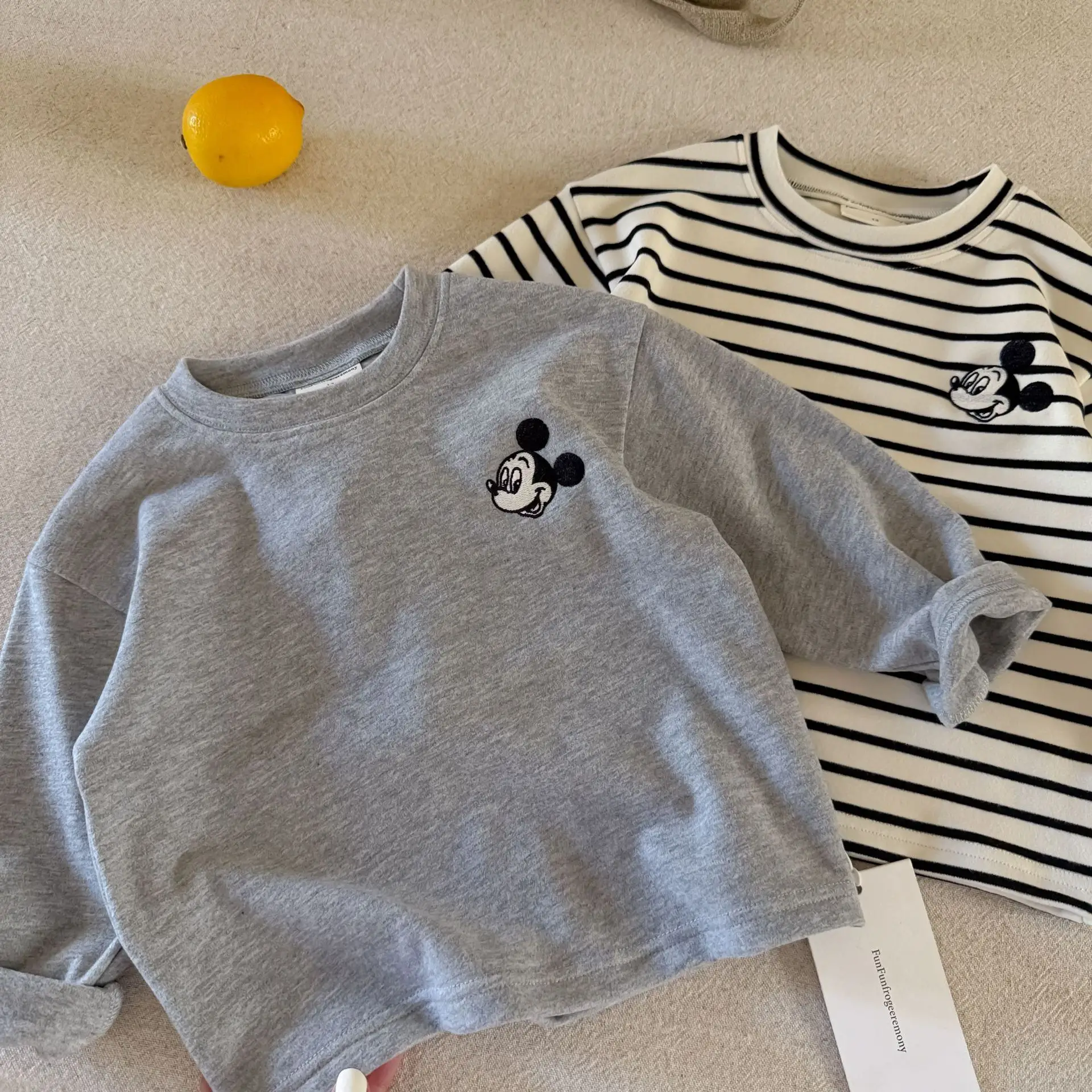 Derong T-Shirt Striped Bear Print Kids Winter - Image 2