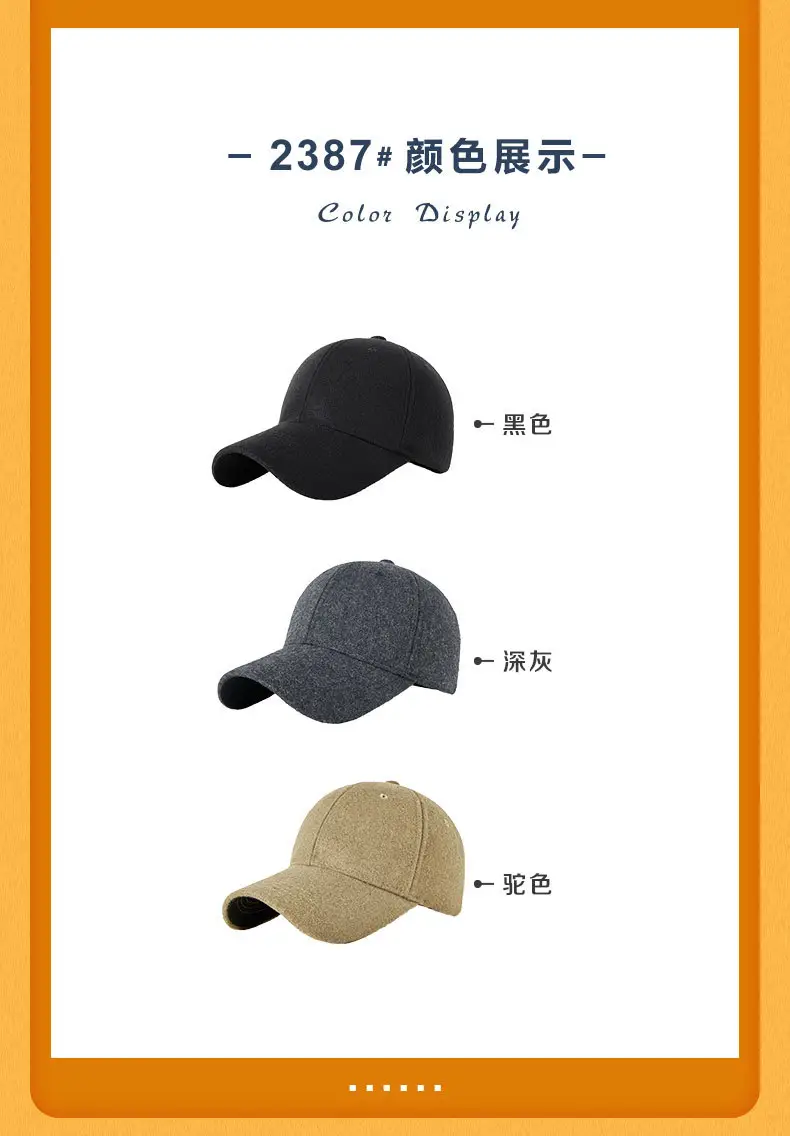 Winter New Men's Black Wool Duckbill Cap — feature 10