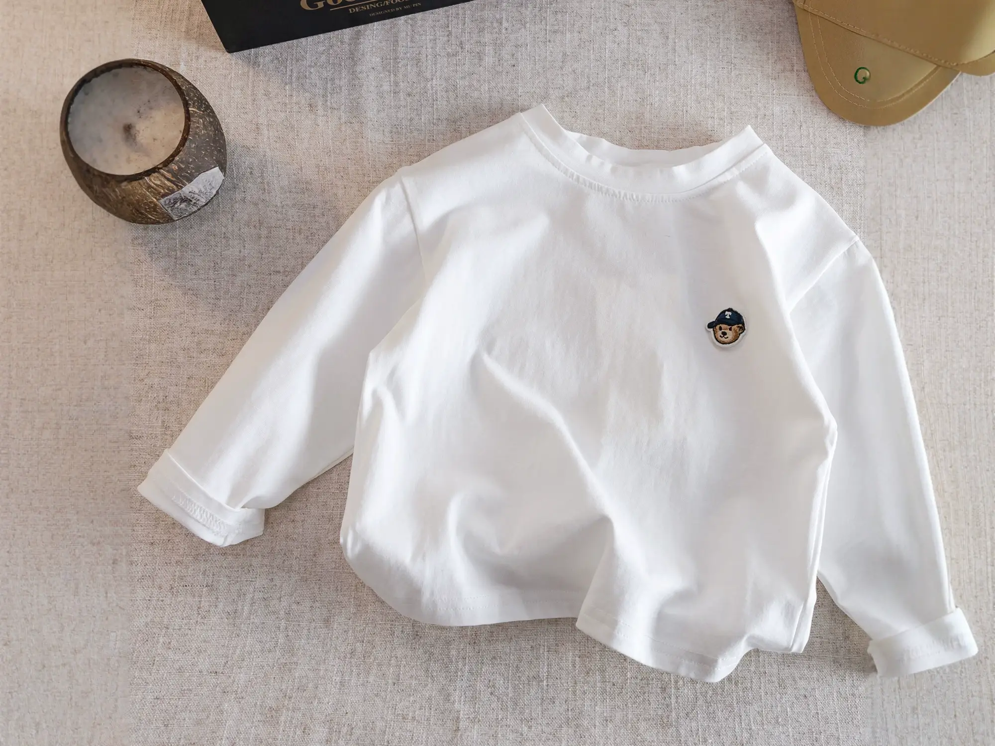 White Cotton Long Sleeve T-Shirt for Boys Spring Autumn — feature 9