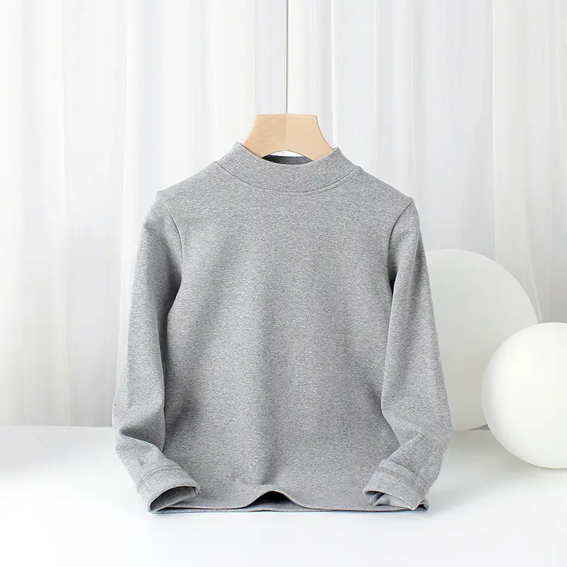 Kids Cotton Long Sleeve T-Shirt Grey Medium to XL - Image 5