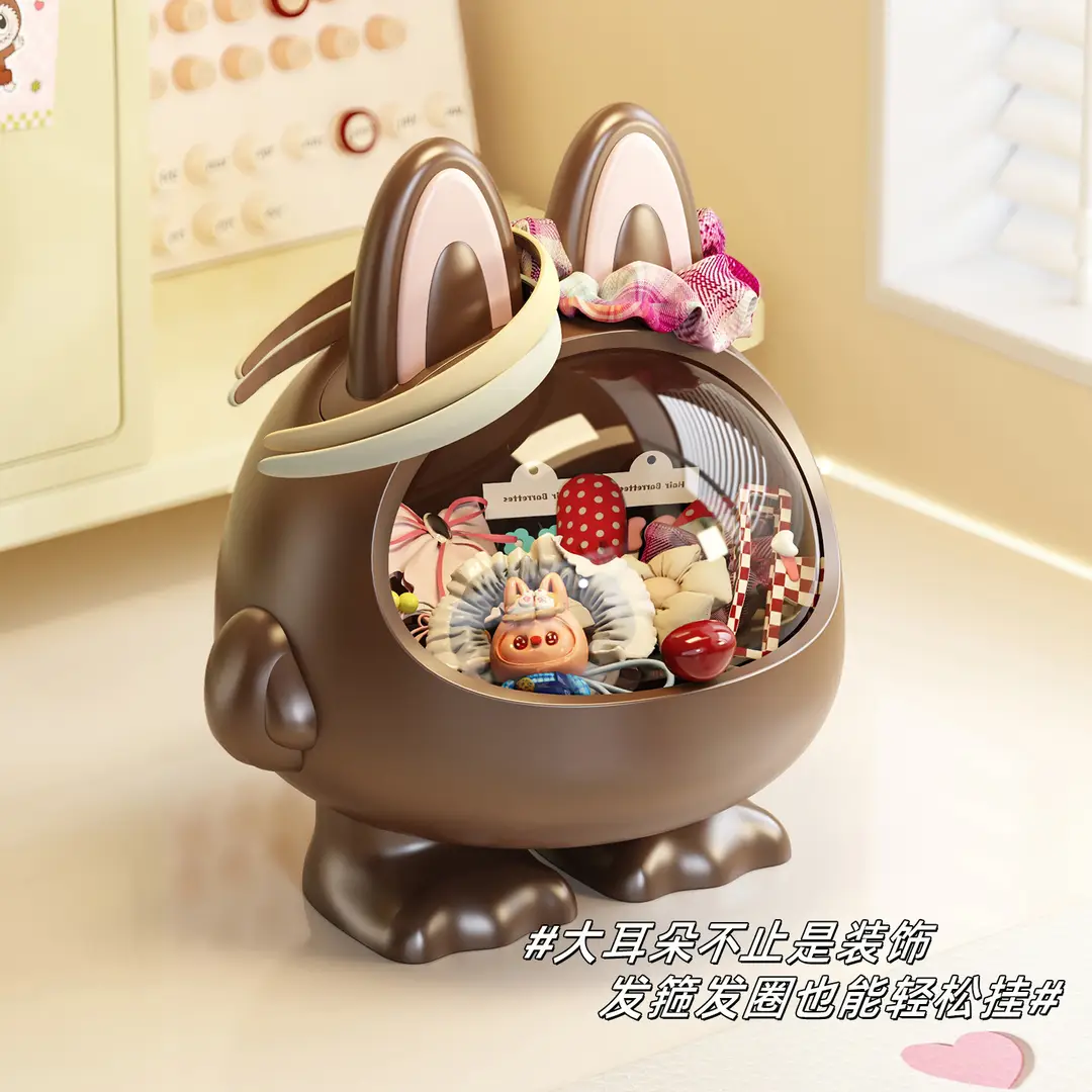 Desktop Hair Accessories Storage Box, Creative Girly Style, Cute, Multi-Functional, Large-Capacity Hair Accessories, Headband, Hair Hoop with Lid, Organization