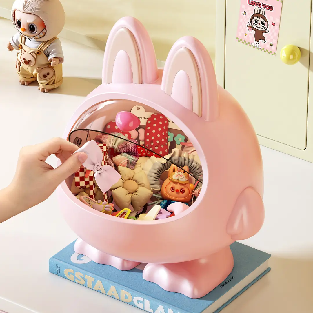 Desktop Hair Accessories Storage Box, Creative Girly Style, Cute, Multi-Functional, Large-Capacity Hair Accessories, Headband, Hair Hoop with Lid, Organization