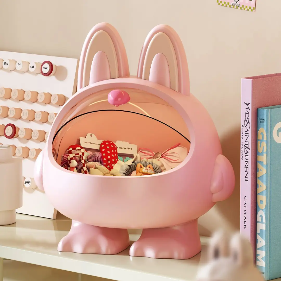 Desktop Hair Accessories Storage Box, Creative Girly Style, Cute, Multi-Functional, Large-Capacity Hair Accessories, Headband, Hair Hoop with Lid, Organization
