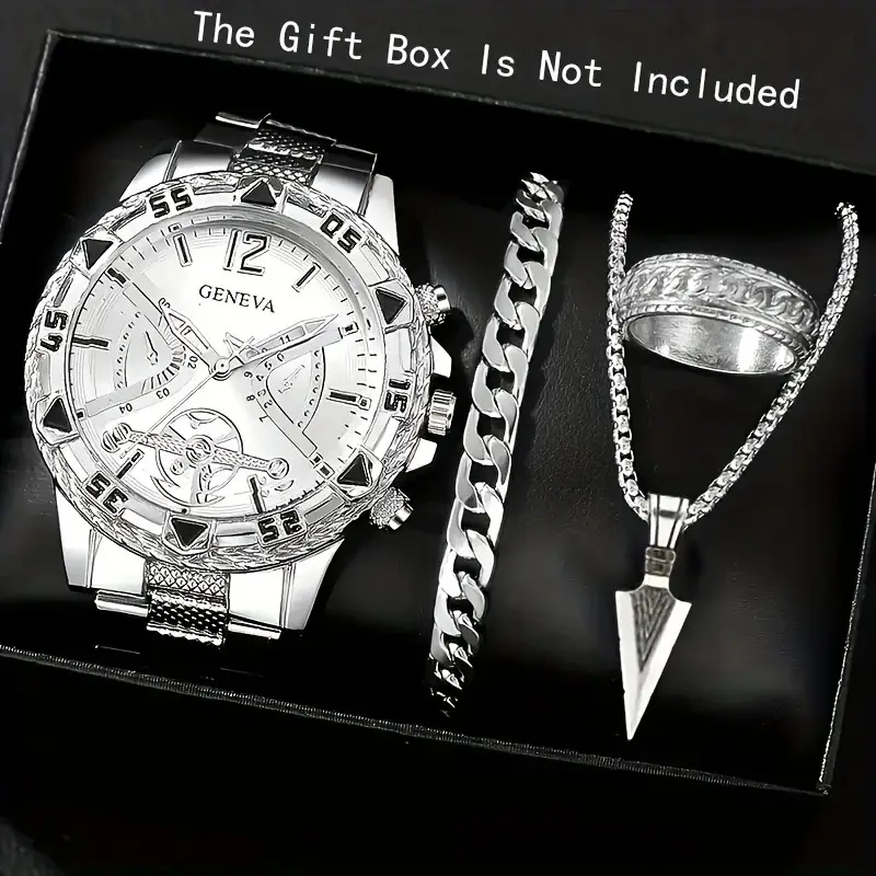 Cross-Border Popular Men's Watch Set, High-End Men's Business Watch, Men's Gift Watch Four-Piece Set Wholesale — feature 7