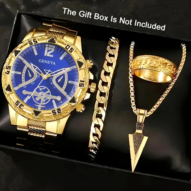 Cross-Border Popular Men's Watch Set, High-End Men's Business Watch, Men's Gift Watch Four-Piece Set Wholesale - Image 5