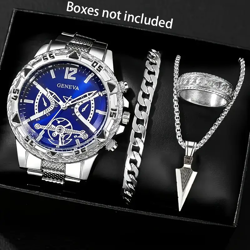 Cross-Border Popular Men's Watch Set, High-End Men's Business Watch, Men's Gift Watch Four-Piece Set Wholesale - Image 8