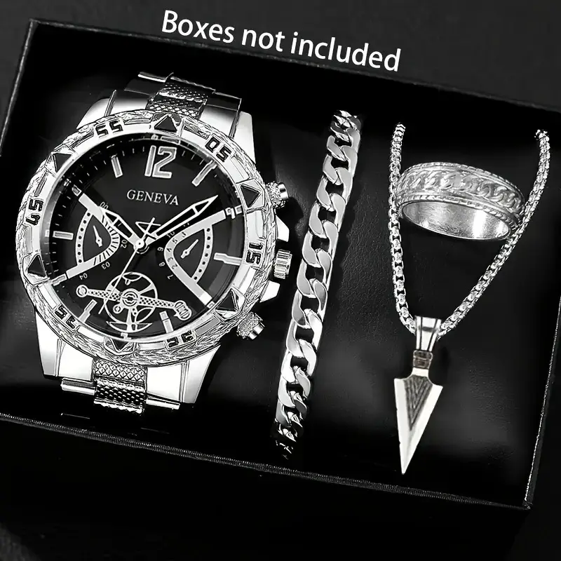 Cross-Border Popular Men's Watch Set, High-End Men's Business Watch, Men's Gift Watch Four-Piece Set Wholesale - Image 9