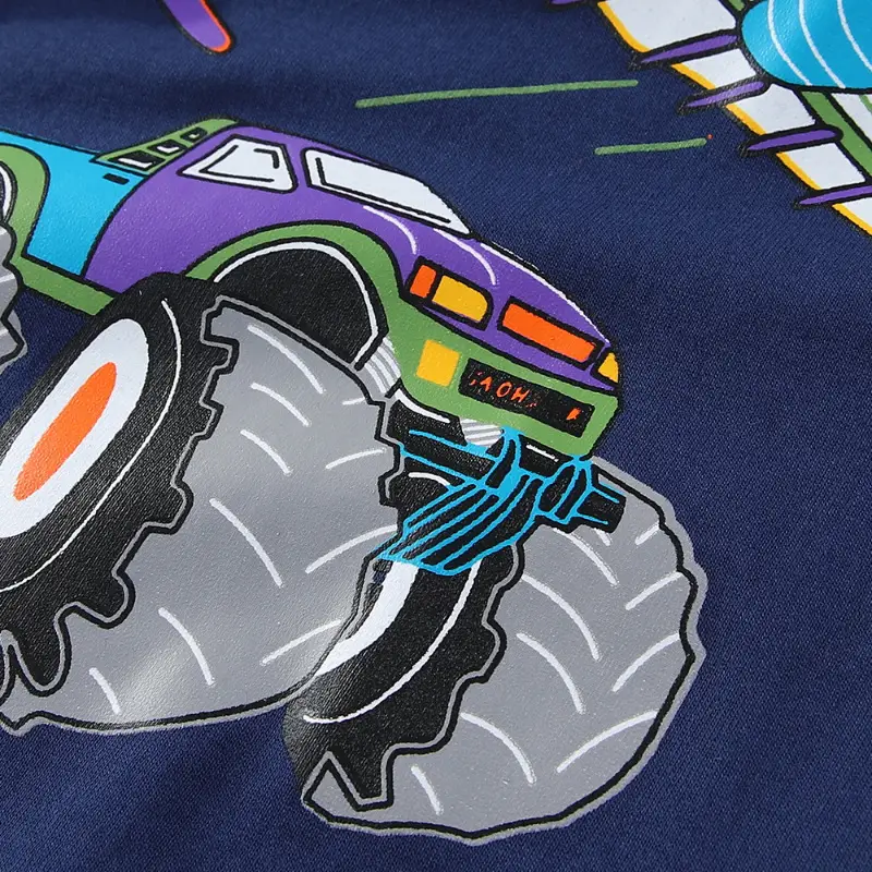 Navy Blue Cartoon T-Shirt for Boys Round Neck Short Sleeve - Image 4
