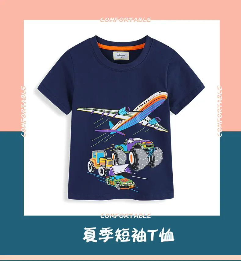 Navy Blue Cartoon T-Shirt for Boys Round Neck Short Sleeve — feature 3