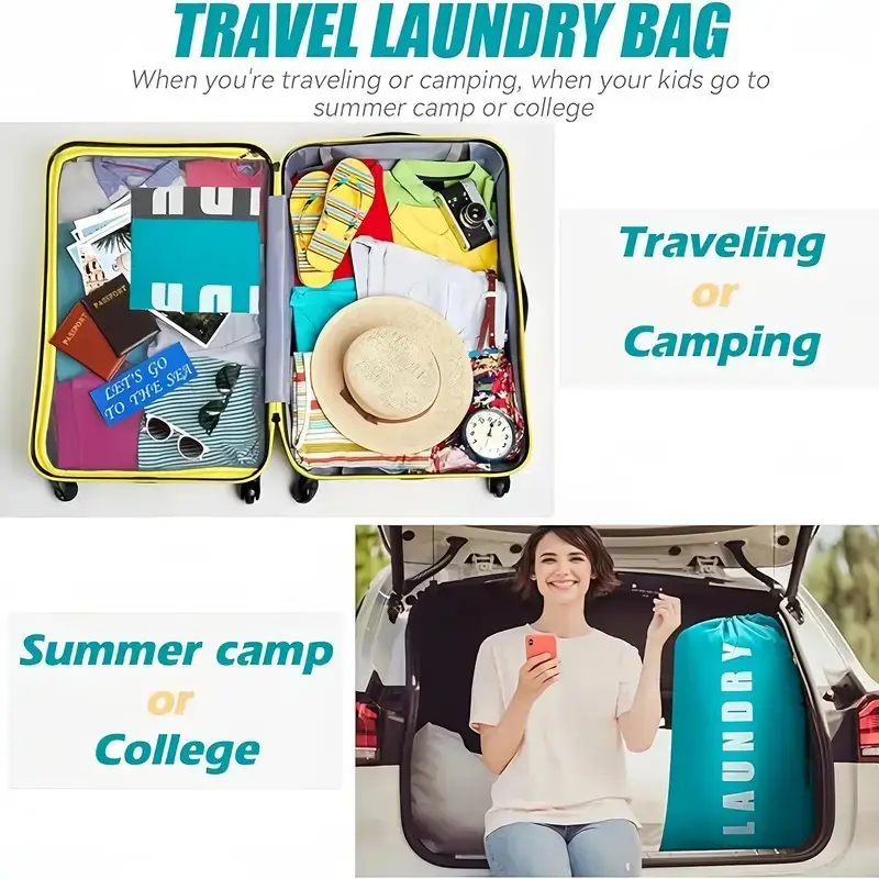 Cross-Border Drawstring Laundry Bag, Waterproof Oxford Cloth Portable Travel Storage Bag, Moving Packing Drawstring Bag