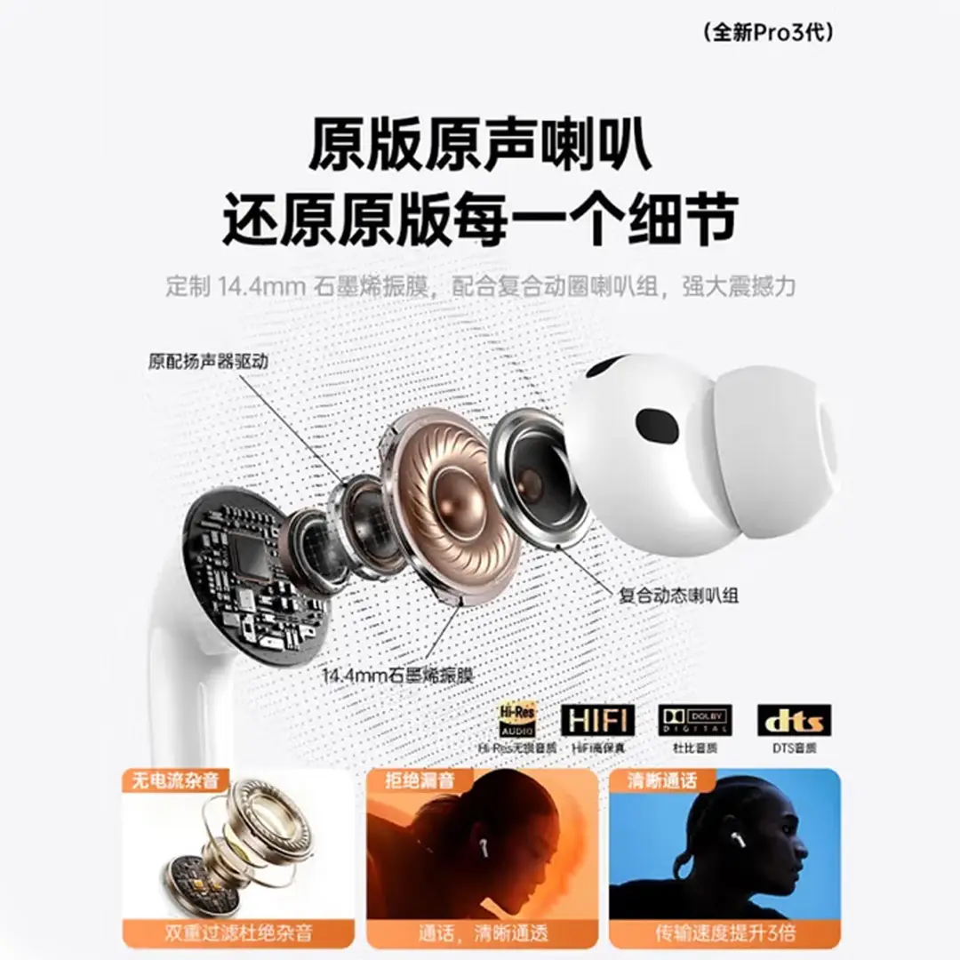 New Wireless Pro3 Bluetooth Headphones with Long Battery Life, Original Active Noise-Cancelling Headphones, Huaqiangbei Bluetooth Headphones