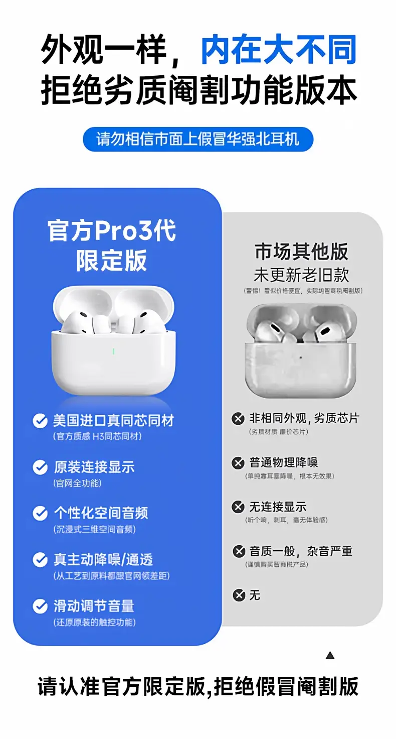 New Wireless Pro3 Bluetooth Headphones with Long Battery Life, Original Active Noise-Cancelling Headphones, Huaqiangbei Bluetooth Headphones — feature 1