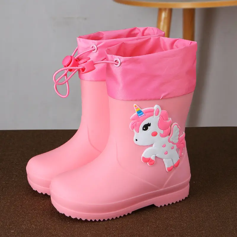 Children's Rain Boots Cartoon Dinosaur Cute Boys and Girls Waterproof Rain Boots Baby Kidsren Non-Slip Water Shoes Student Rubber Shoes
