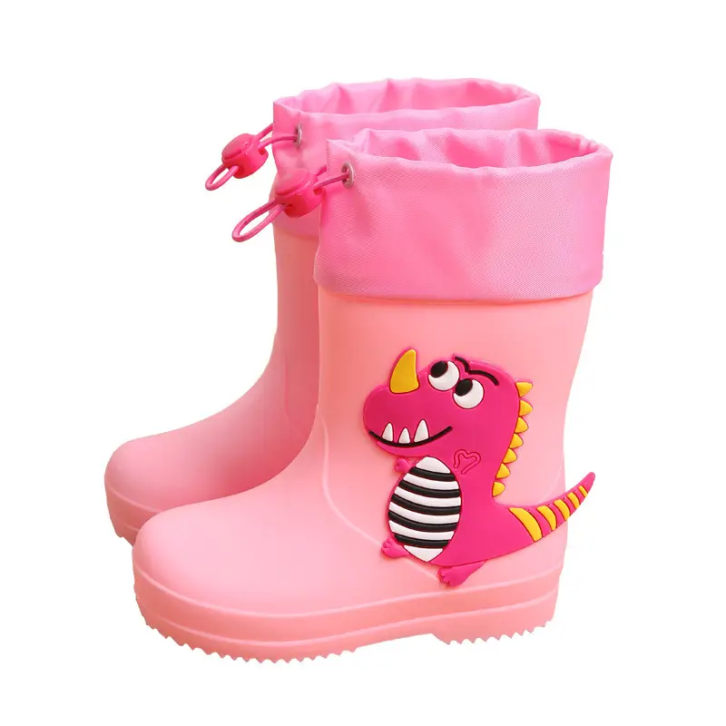 Children's Rain Boots Cartoon Dinosaur Cute Boys and Girls Waterproof Rain Boots Baby Kidsren Non-Slip Water Shoes Student Rubber Shoes