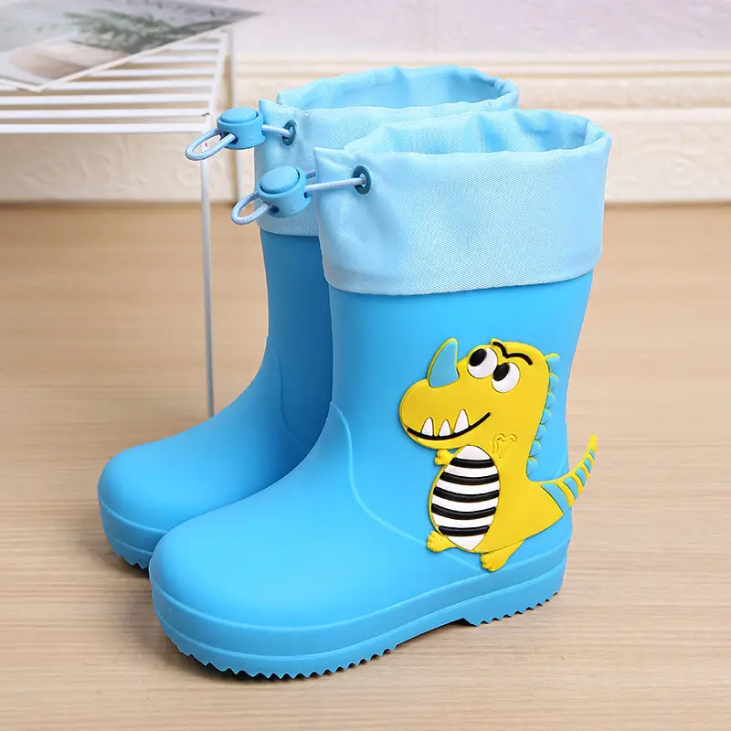 Children's Rain Boots Cartoon Dinosaur Cute Boys and Girls Waterproof Rain Boots Baby Kidsren Non-Slip Water Shoes Student Rubber Shoes