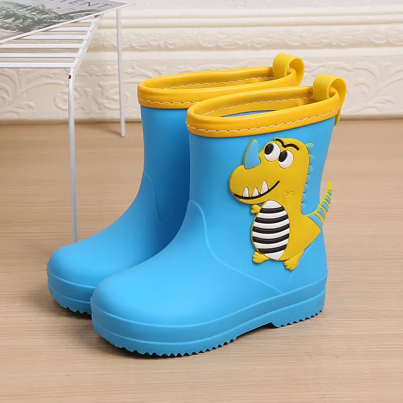 Children's Rain Boots Cartoon Dinosaur Cute Boys and Girls Waterproof Rain Boots Baby Kidsren Non-Slip Water Shoes Student Rubber Shoes
