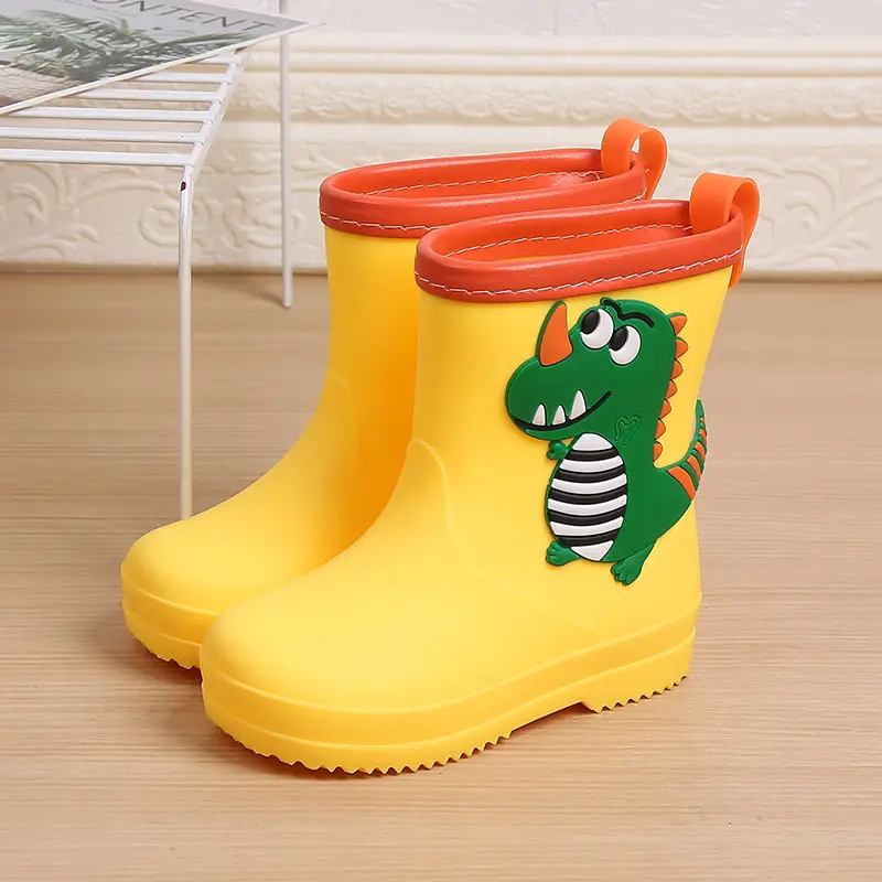 Children's Rain Boots Cartoon Dinosaur Cute Boys and Girls Waterproof Rain Boots Baby Kidsren Non-Slip Water Shoes Student Rubber Shoes