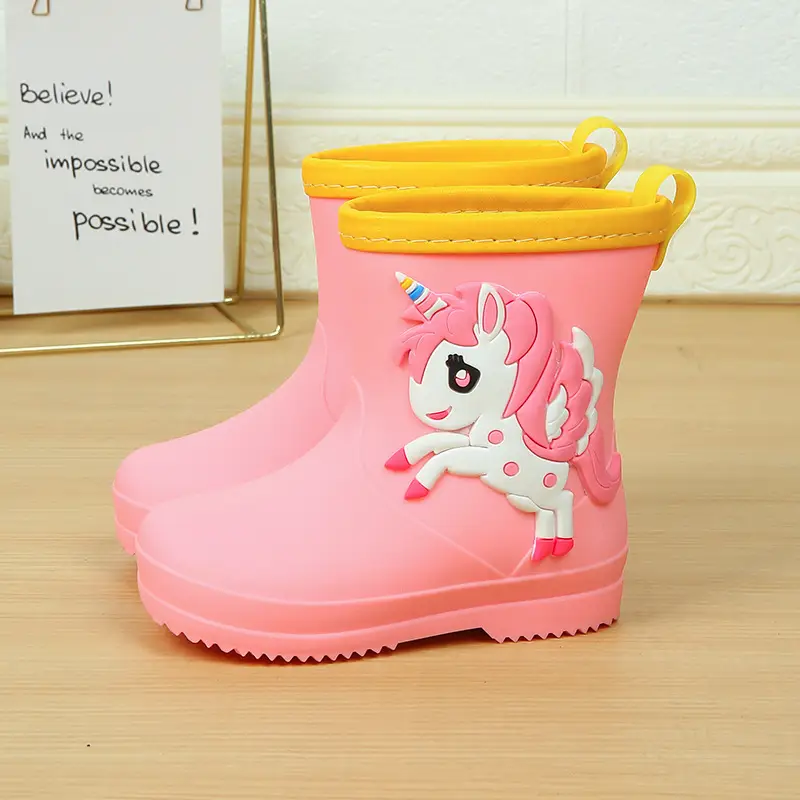 Children's Rain Boots Cartoon Dinosaur Cute Boys and Girls Waterproof Rain Boots Baby Kidsren Non-Slip Water Shoes Student Rubber Shoes