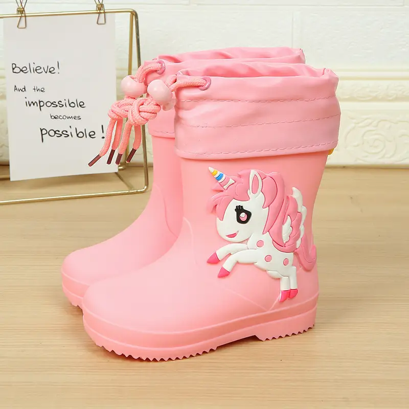Children's Rain Boots Cartoon Dinosaur Cute Boys and Girls Waterproof Rain Boots Baby Kidsren Non-Slip Water Shoes Student Rubber Shoes