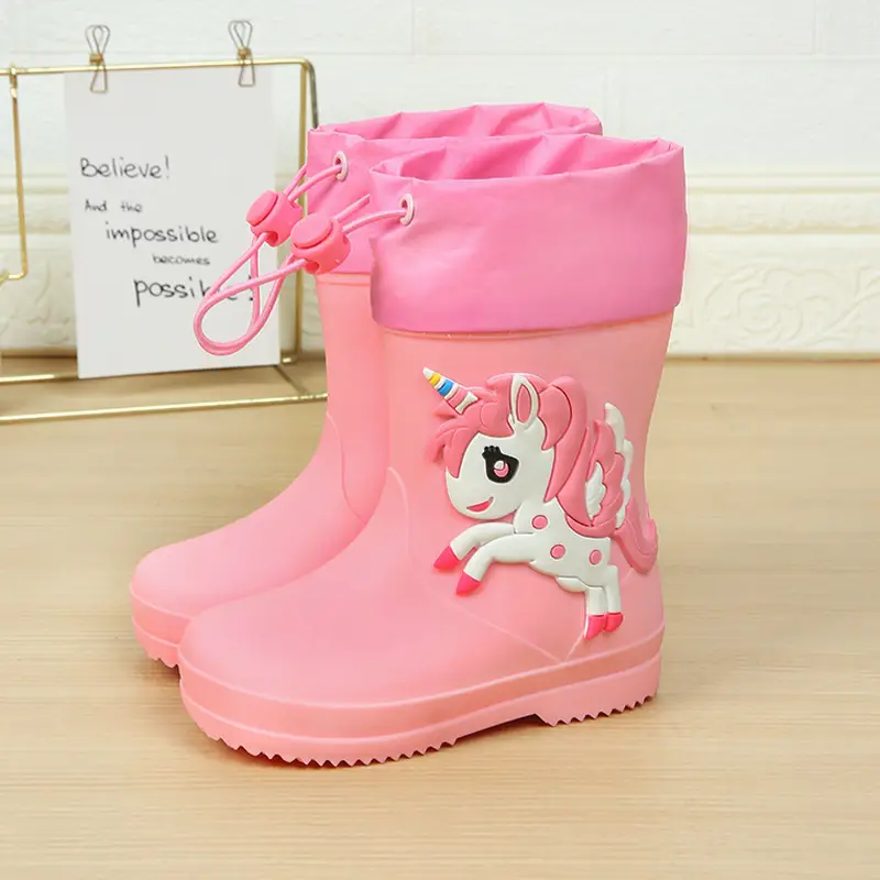 Children's Rain Boots Cartoon Dinosaur Cute Boys and Girls Waterproof Rain Boots Baby Kidsren Non-Slip Water Shoes Student Rubber Shoes