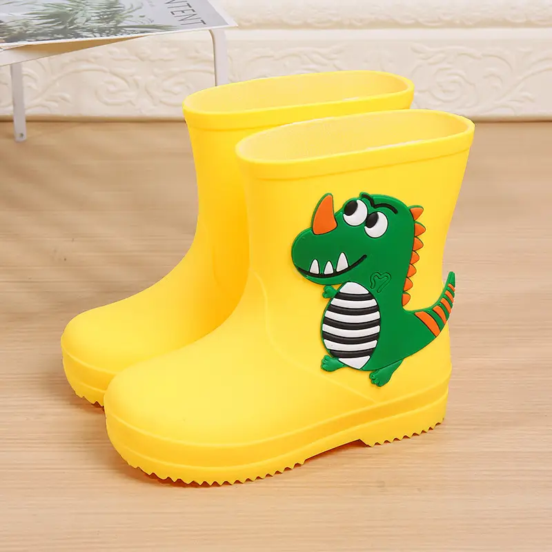 Children's Rain Boots Cartoon Dinosaur Cute Boys and Girls Waterproof Rain Boots Baby Kidsren Non-Slip Water Shoes Student Rubber Shoes