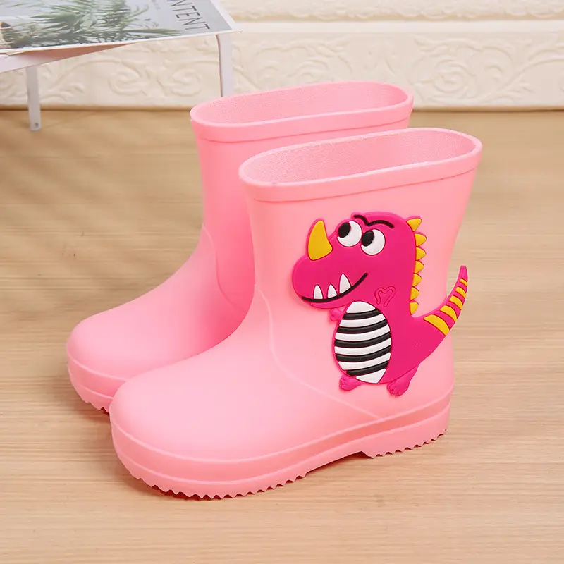 Children's Rain Boots Cartoon Dinosaur Cute Boys and Girls Waterproof Rain Boots Baby Kidsren Non-Slip Water Shoes Student Rubber Shoes