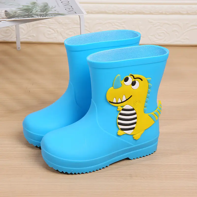 Children's Rain Boots Cartoon Dinosaur Cute Boys and Girls Waterproof Rain Boots Baby Kidsren Non-Slip Water Shoes Student Rubber Shoes