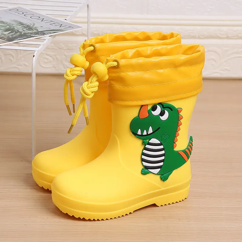 Children's Rain Boots Cartoon Dinosaur Cute Boys and Girls Waterproof Rain Boots Baby Kidsren Non-Slip Water Shoes Student Rubber Shoes
