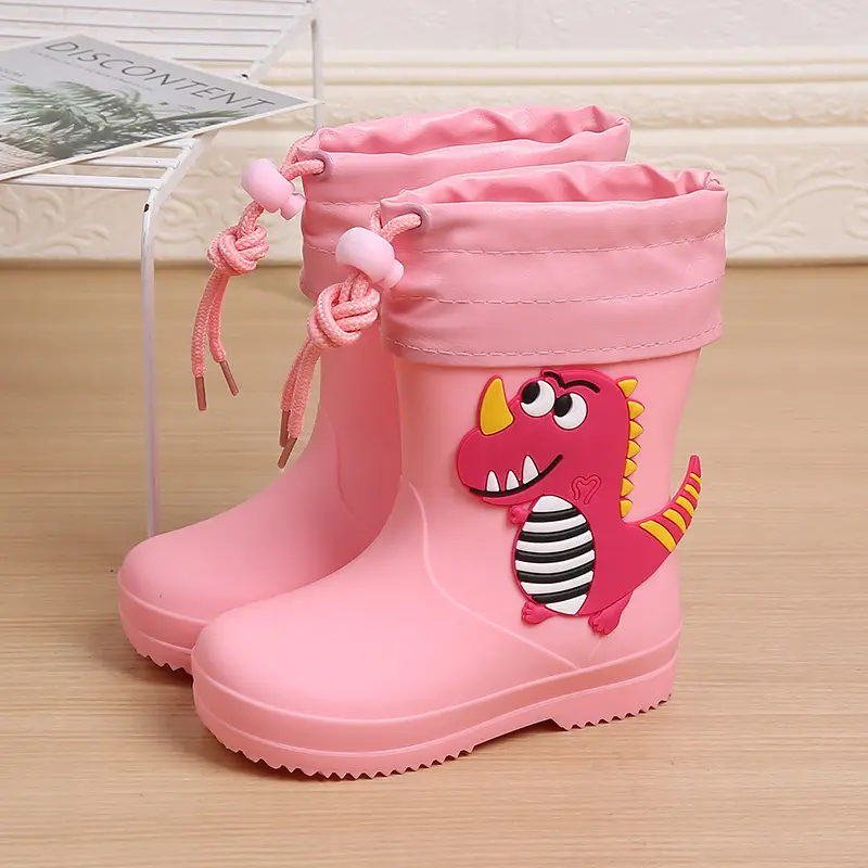 Children's Rain Boots Cartoon Dinosaur Cute Boys and Girls Waterproof Rain Boots Baby Kidsren Non-Slip Water Shoes Student Rubber Shoes