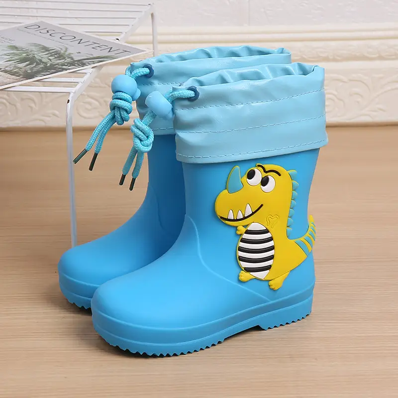Children's Rain Boots Cartoon Dinosaur Cute Boys and Girls Waterproof Rain Boots Baby Kidsren Non-Slip Water Shoes Student Rubber Shoes