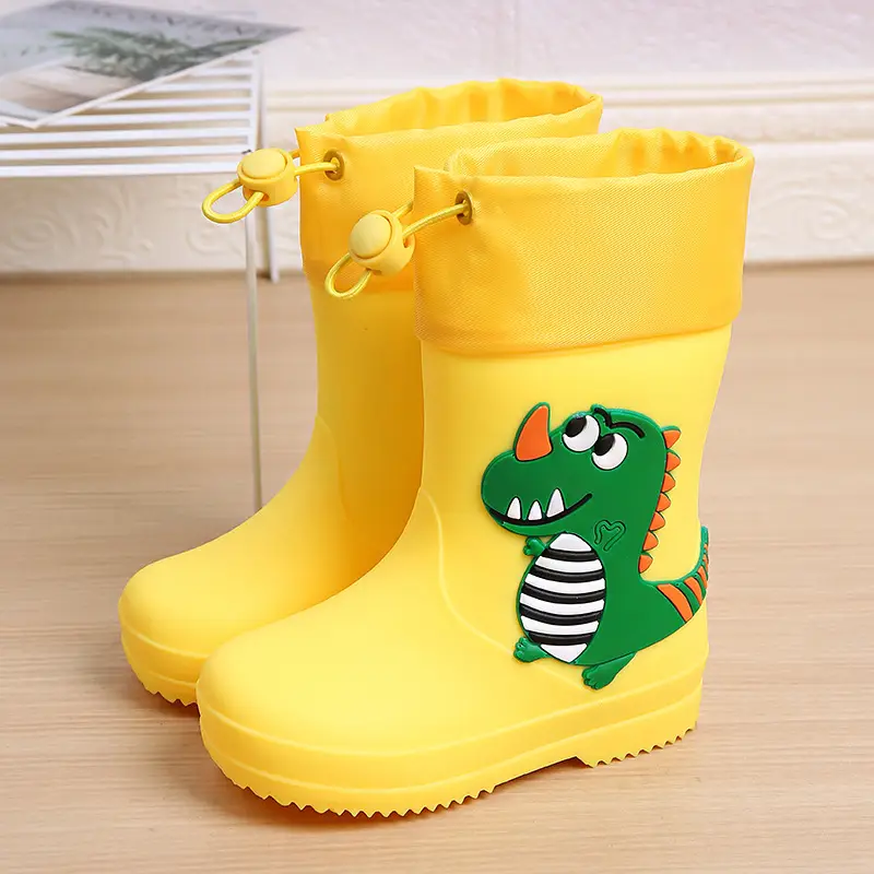 Children's Rain Boots Cartoon Dinosaur Cute Boys and Girls Waterproof Rain Boots Baby Kidsren Non-Slip Water Shoes Student Rubber Shoes